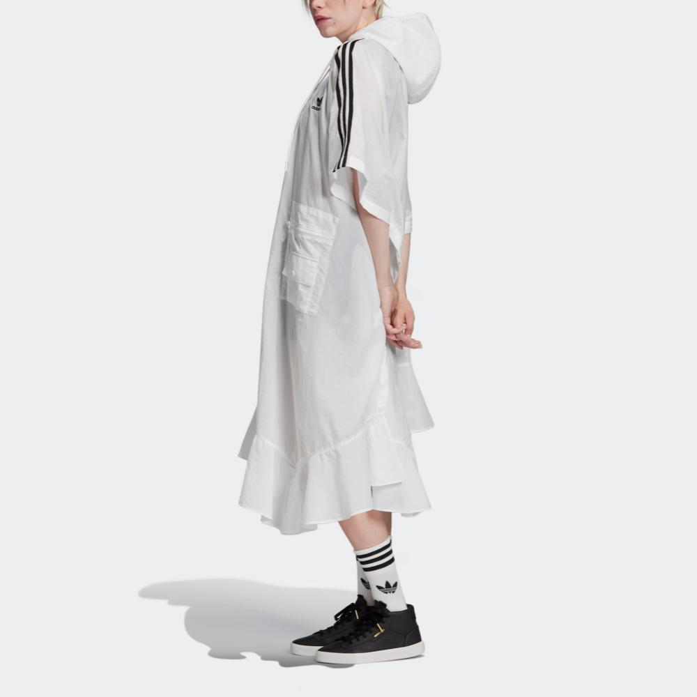 Adidas Originals J Koo Hooded Striped Long Cape Women Outerwear White FT9871