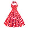 Женское винтажное платье 50-х годов в стиле ретро, ​​трапециевидной формы, без рукавов, с точечным принтом, контрастного цвета, эластичный бюст, повод для шеи, высокая узкая талия, открытая спина, длина до колена