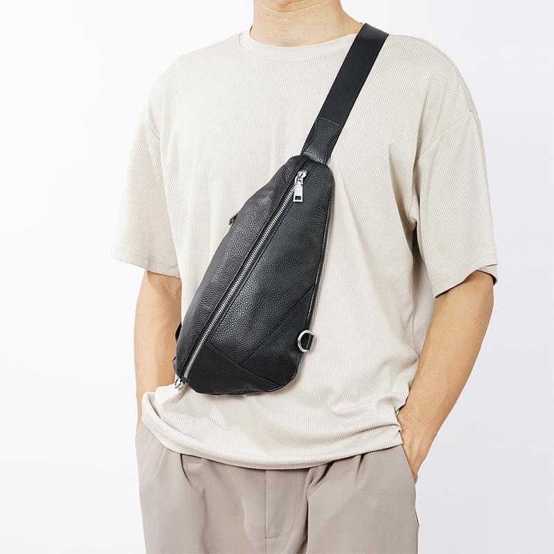 Модная мужская сумка на грудь из коровьей кожи первого слоя, модная повседневная сумка через плечо, многофункциональная сумка через плечо