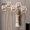 Wall Storage Hooks Acrylic Adhesive Hooks, Hexagonal Wave Shape, No Drilling Easy Transparent Installation Hook, Modern Style Clear for Bathroom