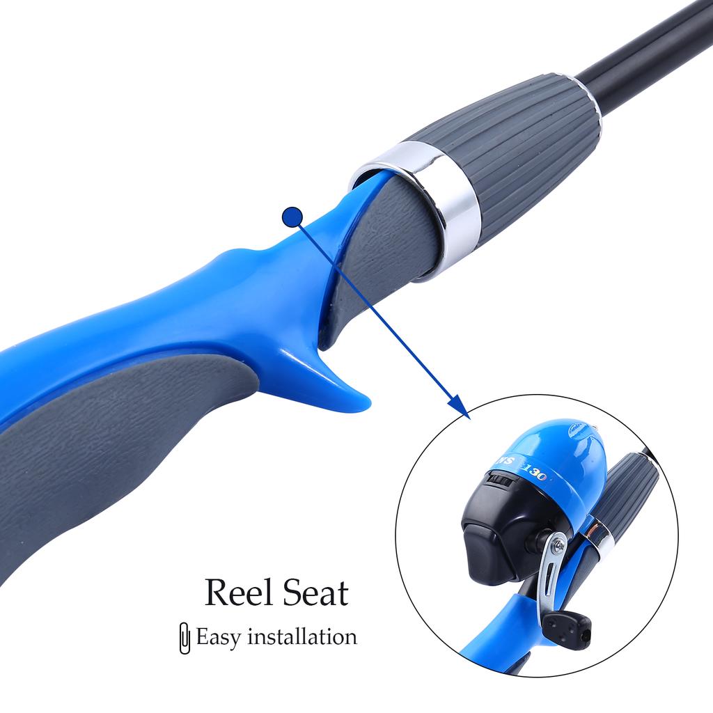 Fishing Rod Spinning 1.5m Blue Gun Handle Telescopic Portable Traveling Carbon Fishing Rod Pole