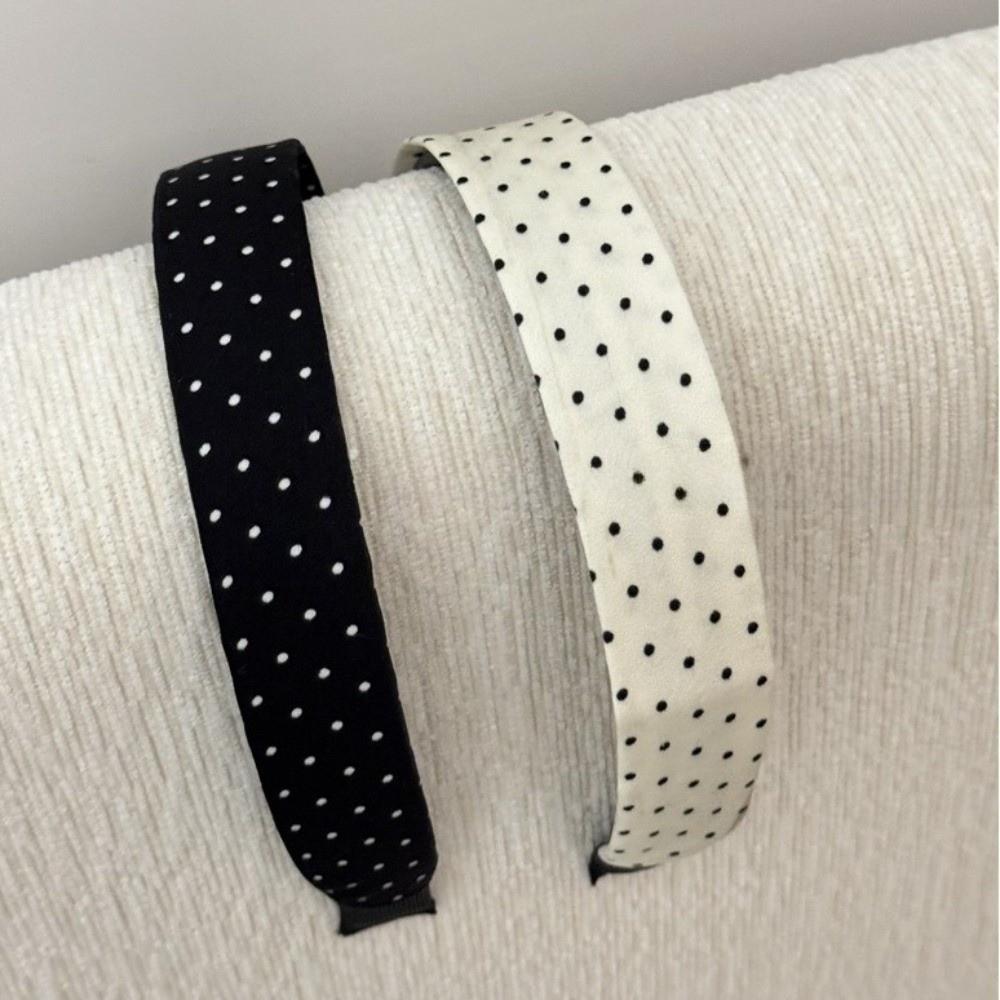Non-Slip Korean Wide Headband Black White Color Temperament Hair Band Polka Dot Headband  Wash Face