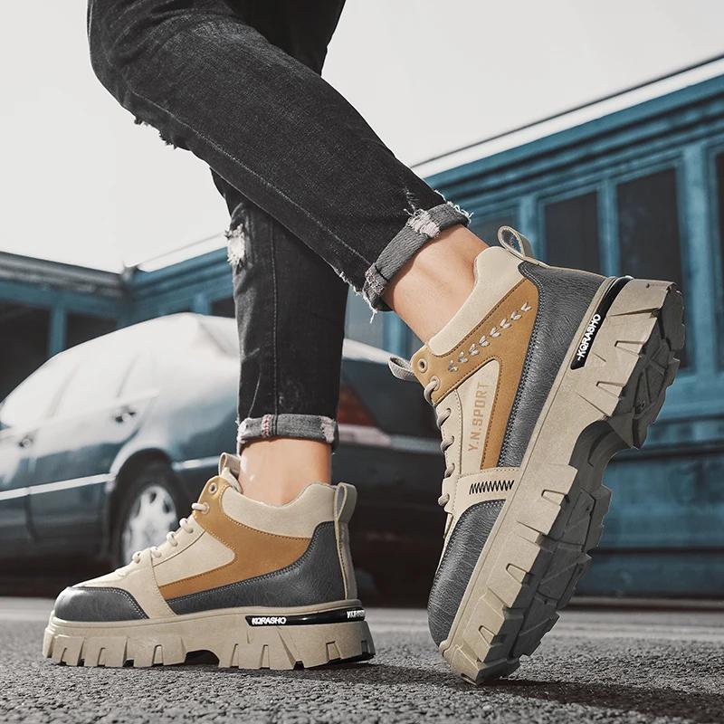 Fashion New Men's Tooling Shoe Outdoor Snow Boots Casual Sports Ankle Winter Popular Model Non-slip Waterproof Mans Boot Hard-wearing