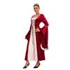 Halloween Court Velvet Lace-Up Flared Sleeve Medieval Vintage Long Dress Women