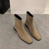 Модные осенне-зимние женские ботильоны на низком каблуке, на молнии, модные, с квадратным носком, удобные, ботильоны, женская обувь