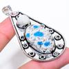 Natural K2 Blue Azurite, Moonstone 925 Sterling Silver Pendant 2.76" G5K02