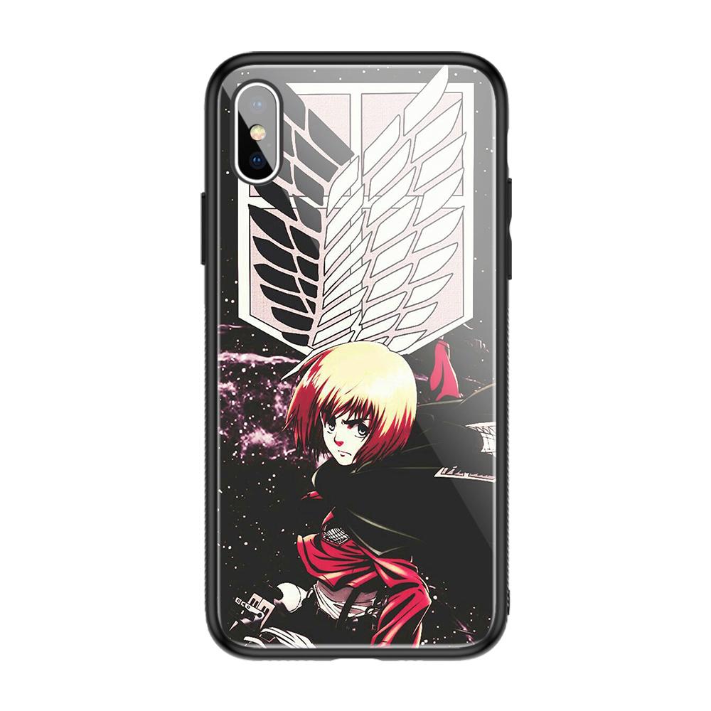 Чехол-накладка из закаленного стекла Attack On Titan для iPhone 11 12 13 14 Pro Max Mini 6 6s 7 8 14 Plus X Xr Xs Max Se2020
