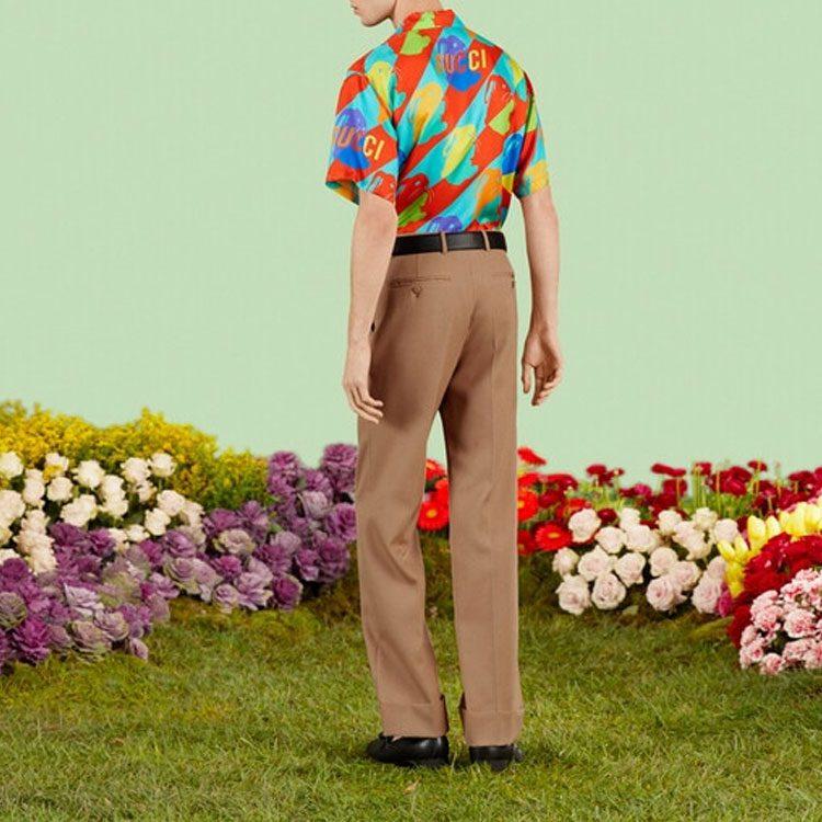Gucci Рубашка с отложным воротником и принтом кроликов 723823-ZAL0S-4886