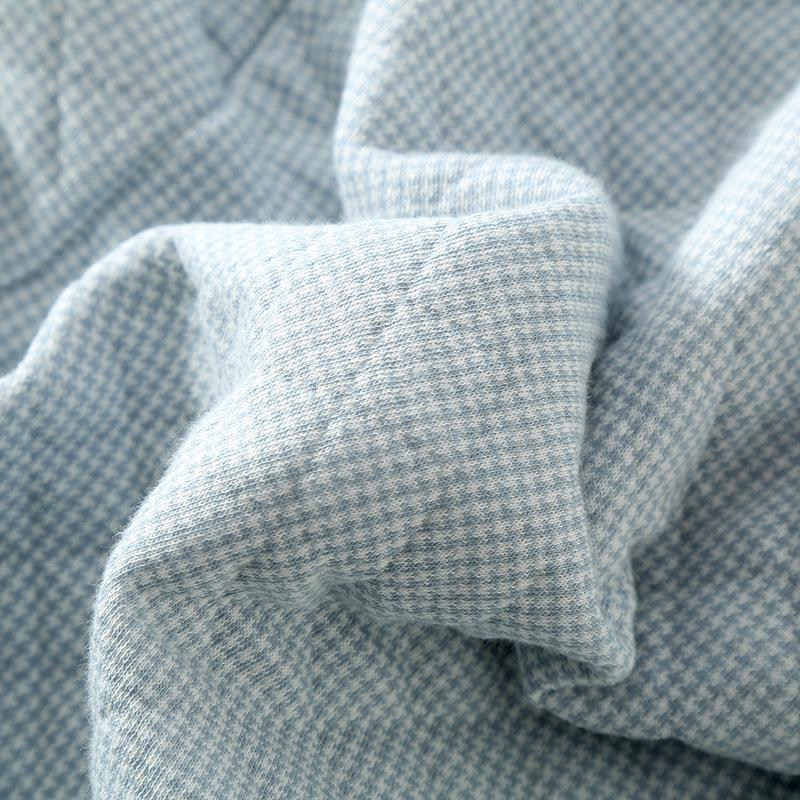 Мужская вышитая стеганая пижама - Трехслойный воздушный хлопок, С длинным рукавом, Теплая, Для осени/зимы