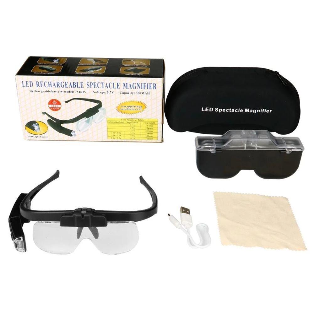 With LED Magnifying Glasses USB Rechargeable Illuminated Magnifier For Reading Reparing