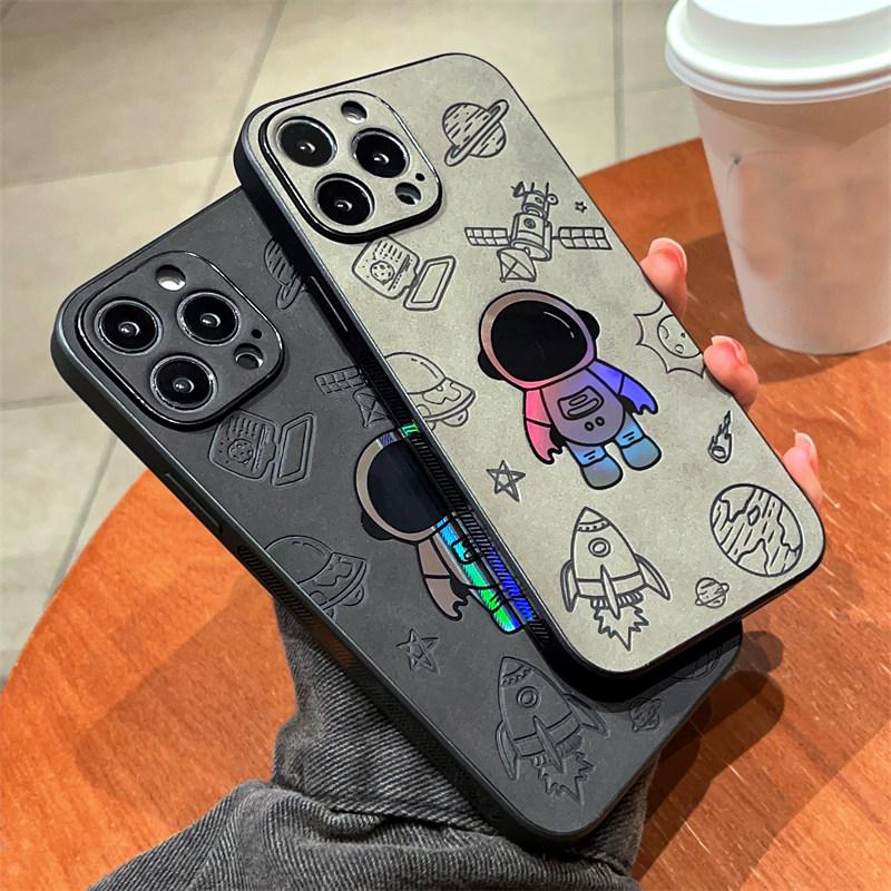 Ins Laser Astronaut Stars Butterfly Матовый кожаный чехол для телефона для Iphone 14 13 12 11 Pro Max 14plus 14pro Противоударный чехол-бампер