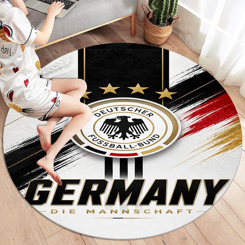 Germany National Football Team Round Area Rug,Carpet Rug for Living Room Bedroom Sofa Playroom Decor,Non-slip Floor Mat