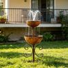 Двухуровневый уловитель дождя на колышке для сада, Металлический сборщик дождевой воды для сада, Декоративное украшение для двора с антикоррозийным покрытием, Веселый декор для патио на открытом воздухе для дома