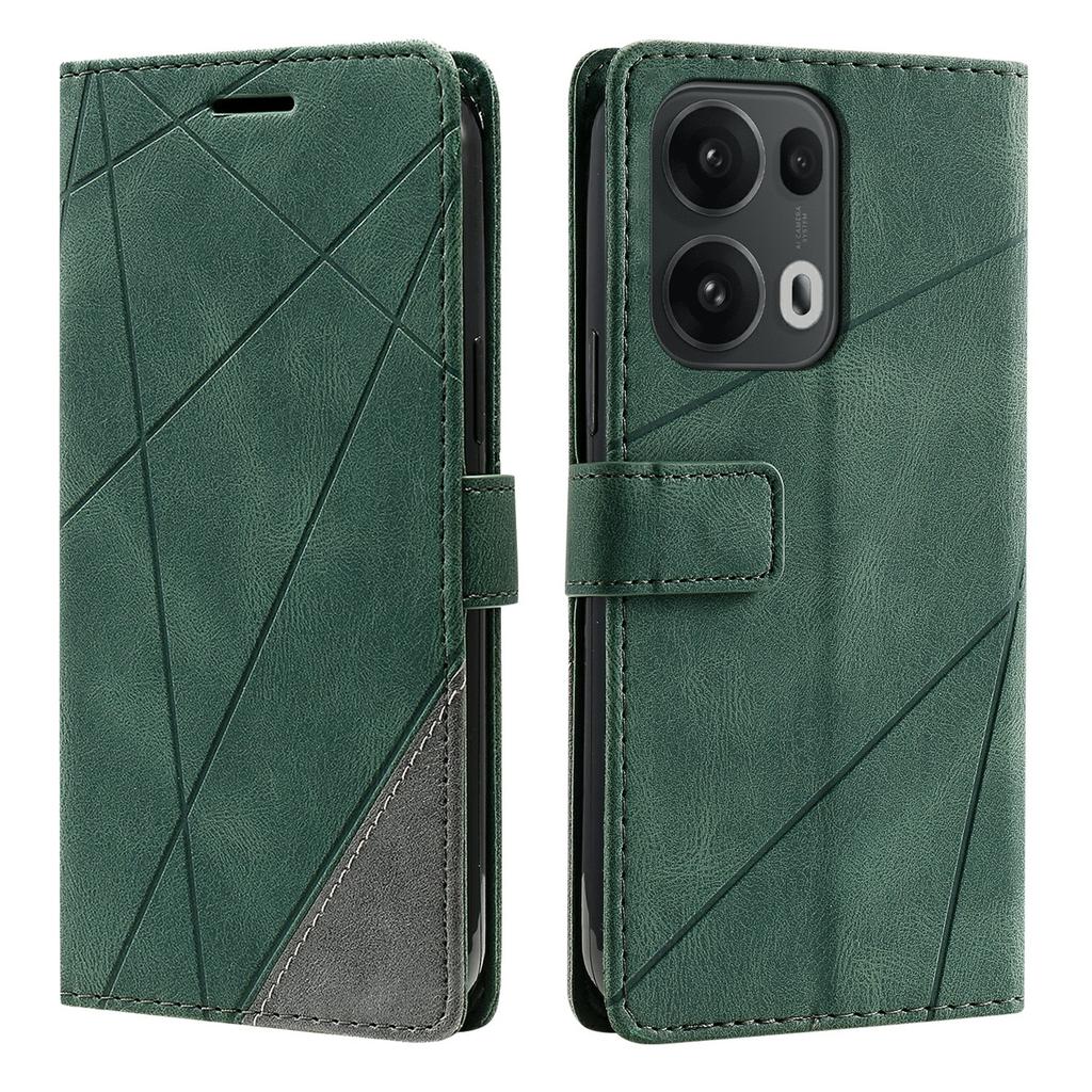 For Oppo Reno13 Pro 5G Case Imprinted Lines PU Leather Splicing Wallet Phone Cover
