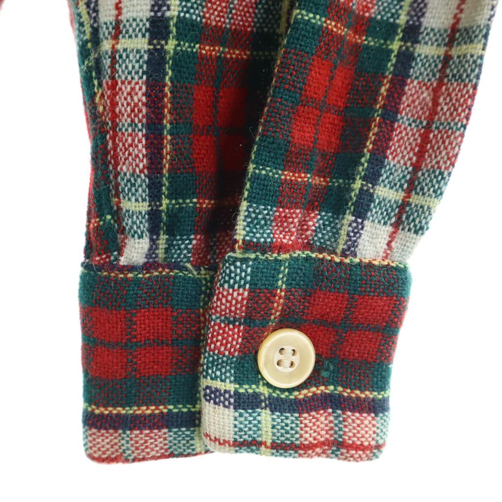 Винтажная шерстяная рубашка с длинным рукавом в клетку 50-х годов S Красная Мужская Б/У