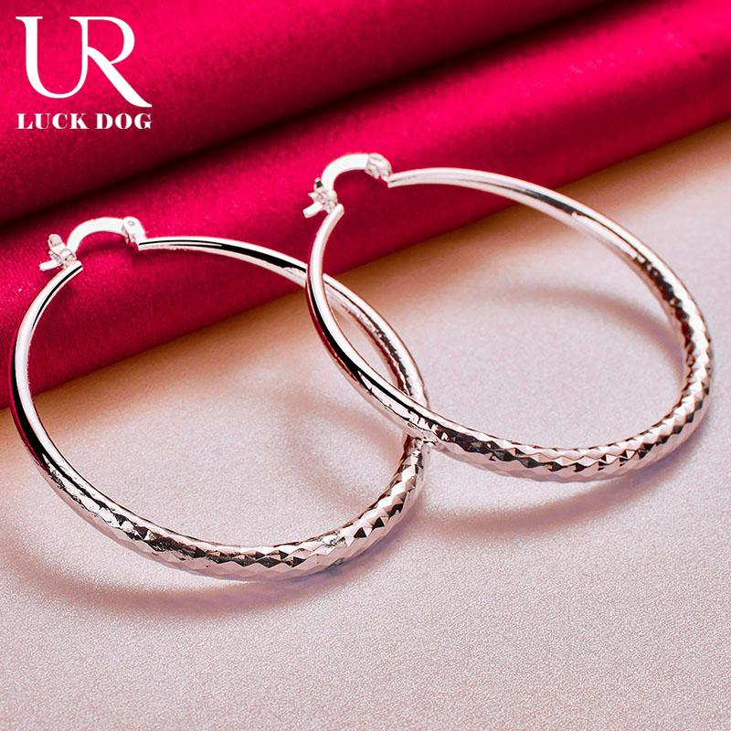 Серьги для пирсинга из стерлингового серебра 925 пробы, круглые, 50 мм, с текстурой дерева, модные свадебные украшения