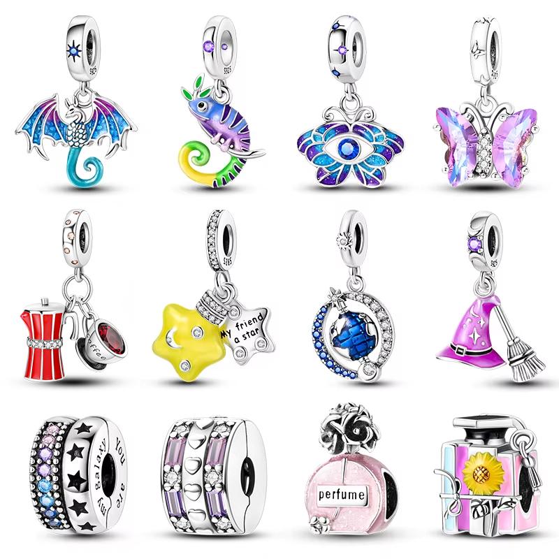 100% 925 Silver Fantasy Flying Dragon Mysterious Butterfly Charms Pendants Fit Qikaola Original Bracelets DIY Jewelry