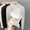 One-piece Fleece Semi-turtleneck Sweater Women's Fleece Thick Bottoming Shirt Autumn and Winter New Rivet Knitted Sweater Inner Top