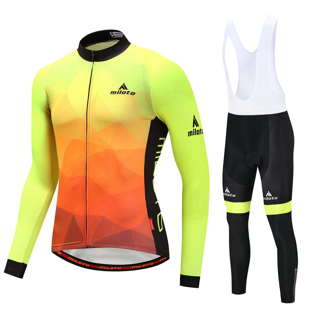 Cycling Suit Long Suit, Men's Cycling Suit/Fluorescent 2026 Autumn Long Sleeve Breathable Cycling Suit Outdoor Cycling