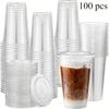 100pcs Clear Plastic Cups, Bulk Disposable Drink Cups, Party Cups for Iced Tea, Punch, Cocktails and Cold Drinks, Birthday, Wedding, Holiday