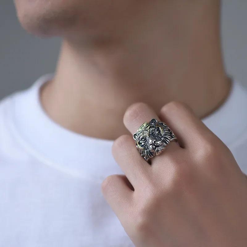 Винтажные красивые золотые мужские кольца с головой тигра в стиле хип-хоп, доминирующее кольцо, подходящее для ежедневного ношения ювелирных изделий