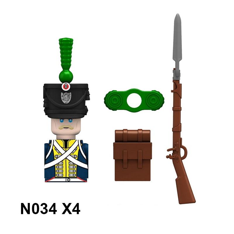 4pcs Military Building Blocks Medieval Knights Duke Marshal Figures Napoleonic Wars Weapons Sword Flags Shoulder Armor Cape Brick MOC