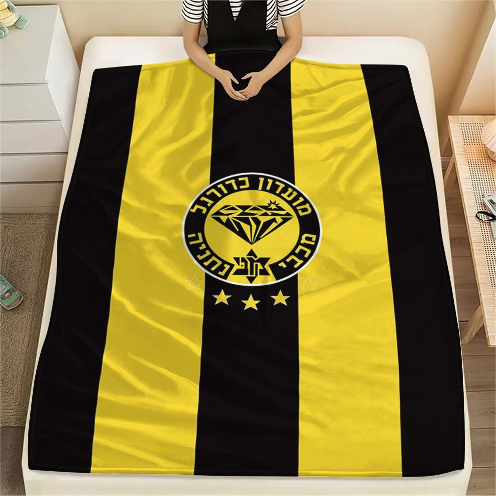 1Pc Maccabi Netanya FC Print Flannel Blanket High Quality Warm Comfortable Cover for All Seasons Perfect for Gifts Home Decor