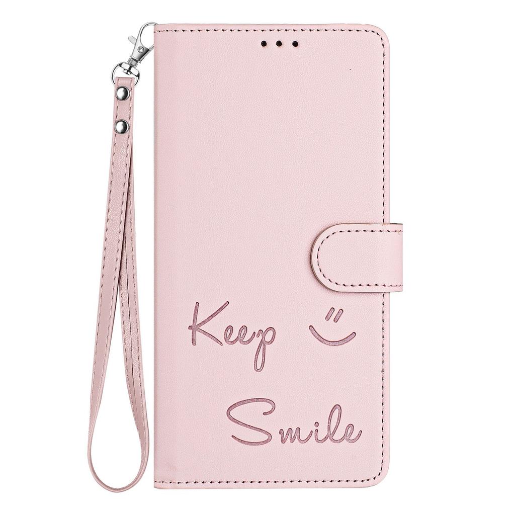 Leather Wallet Flip Case For Doogee N55 Plus N60 Pro Note 58 59 56 56x Keep Smile Embossed Design with Wrist Strap