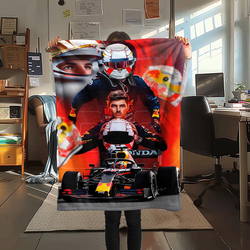 1 шт. Фланелевое одеяло с принтом Макса Ферстаппена, Высококачественное, Для всех сезонов, Декор для дома, Тепло и комфорт, Идеально для рождественских подарков