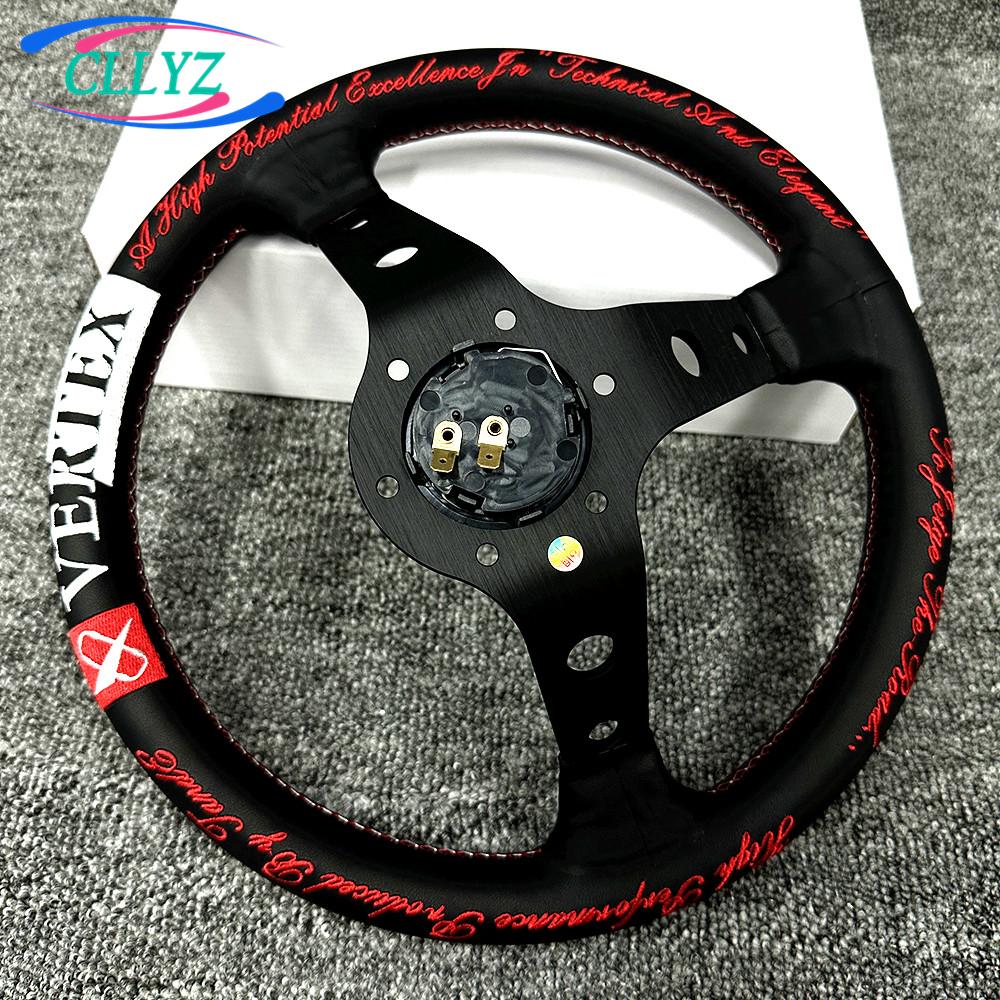 12.5inch 320mm Racing Drift Steering Wheel Real Leather Deep Dish VERTEX Sim Embroidery JDM Car Accessories