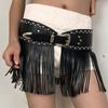 Spicy Girl Skirt Decoration Punk Style Pu Tassel Waistbands Trendy Rrivet Belt  Daily