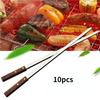 Плоская палочка для барбекю из нержавеющей стали, большая веревочная палка для барбекю, деревянная ручка, плоская палочка для барбекю из нержавеющей стали