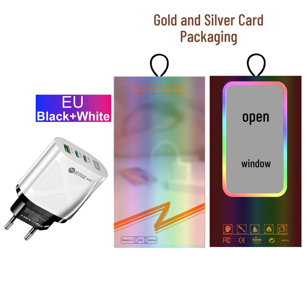 58W Dual Fast Charger with 2PD + QC3.0 for EU/US/UK/AU Plugs