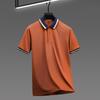 Роскошная модная мужская футболка-поло с коротким рукавом, летняя, высококачественный дышащий ледяной шелк, с полосатым колор-блоком, отложным воротником, футболка