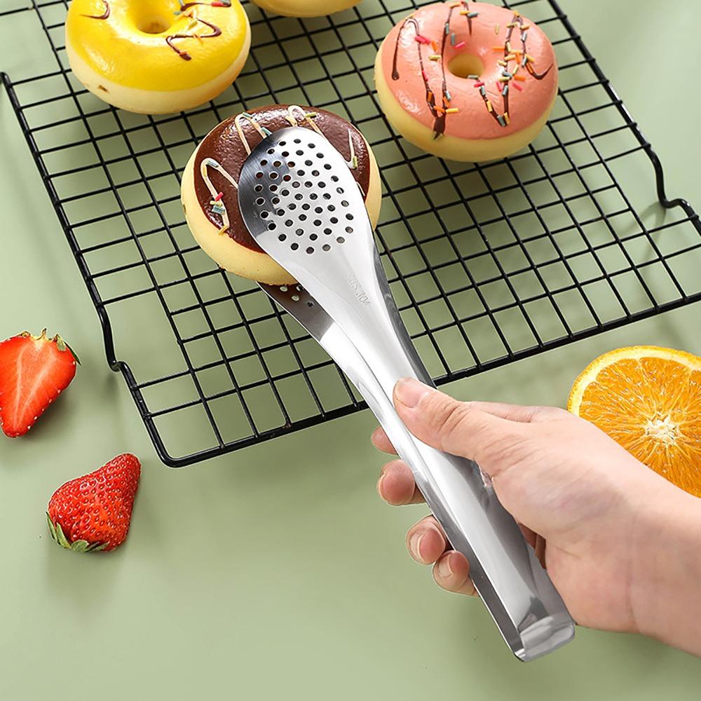 Secure Grip Buffet Tongs 304 Stainless Steel Serving Utensils Cooking Tool Bread Clip  Draining