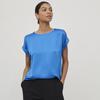 Синий атласный топ с короткими рукавами Женский VILA