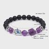 Women's Amethyst Pyramid & Hand of Fatima Bracelet with Devil's Eye & Agate Tiger Stone