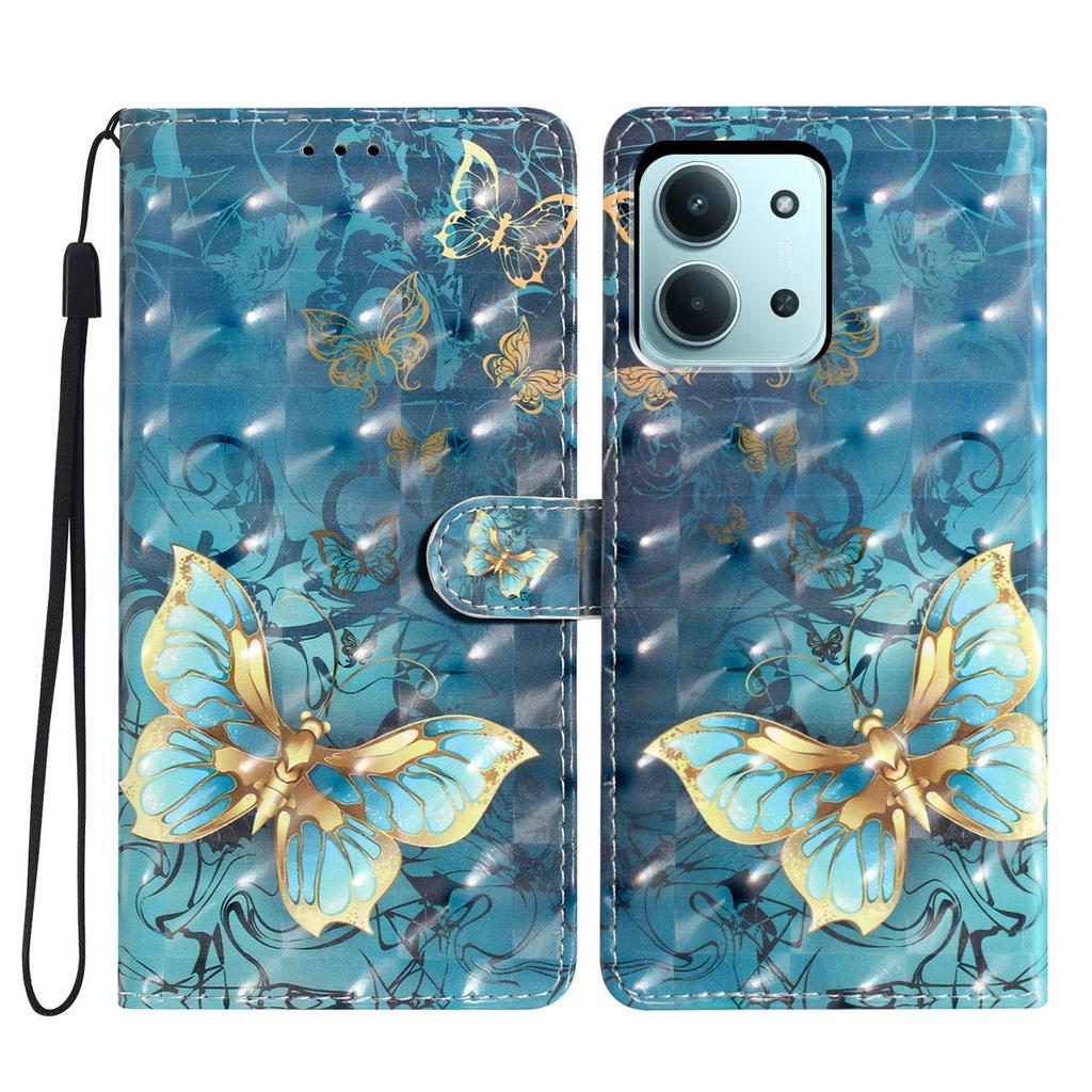 Для Xiaomi Redmi 15C 4G (Глобальный) (171 мм)/Чехол для Poco C85 4G Кожаный кошелек Чехол для телефона 3D печать рисунка