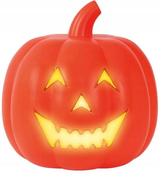 Plastikowa Pomarańczowa Świecąca Dynia Z Dźwiękiem Dekoracja Halloween 32Cm