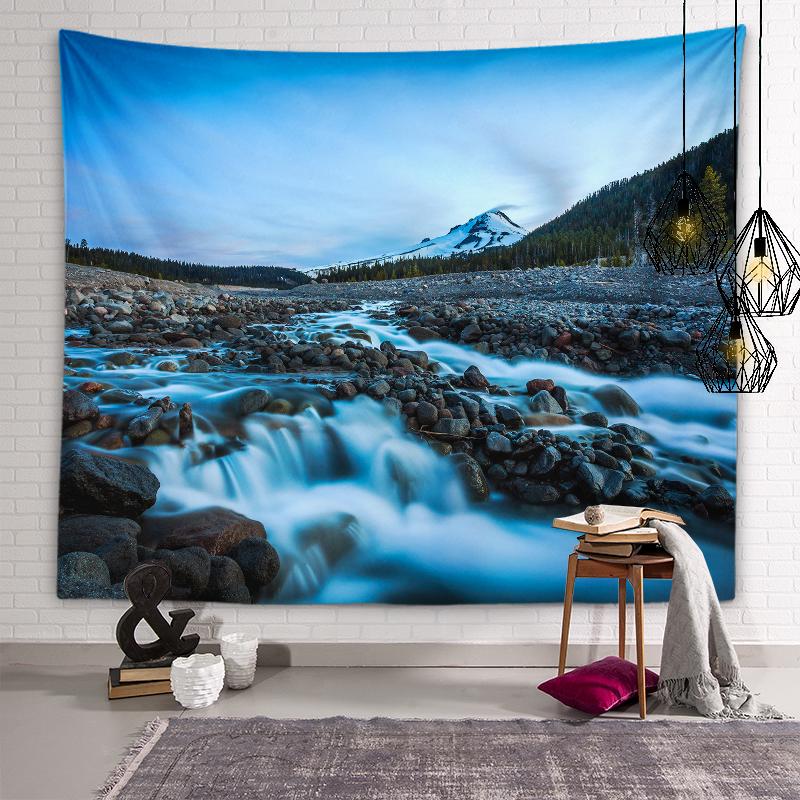 Горы, озеро, цветы, настенное искусство, декоративный эстетический гобелен, фон, Настенный декор, гостиная, спальня, домашний декор, гобелен