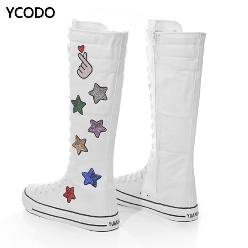 Весенне-осенние женские ботинки, парусиновые сапоги до середины икры, повседневная обувь с высоким берцем, длинные сапоги, удобные ботинки на плоской подошве со шнуровкой, размер 34-43