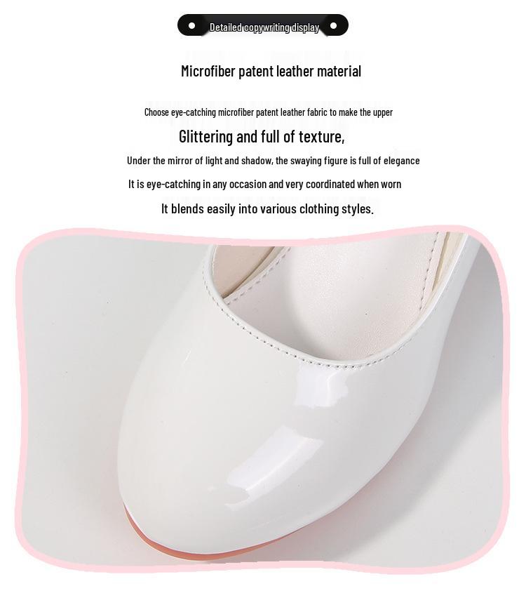 Белые кожаные туфли на высоком каблуке для девочек - Новинка 2025 года, танцевальные туфли "Принцесса" для учениц, размеры 25-40.