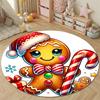 Eclectic Round Christmas Multicolor Area Rug, Non-Slip Floor Mat for Office