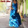 Women Fashion Sleeveless Swing Long Sling Dress Boho Tie Dye 3D Printed Maxi Dresses Casual Spaghetti Straps Summer Dresses Plus Size