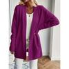 Large Size Women's Knitted Sweater Cardigan Jacket, Casual, Simple, Atmospheric, with Pocket Shawl Sweater