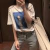 Hirsionsan Loose O-neck Casual Tees Female Retro Oil Painting Print T-shirt Women Fashion Summer Short Sleeve Simple Student Tops