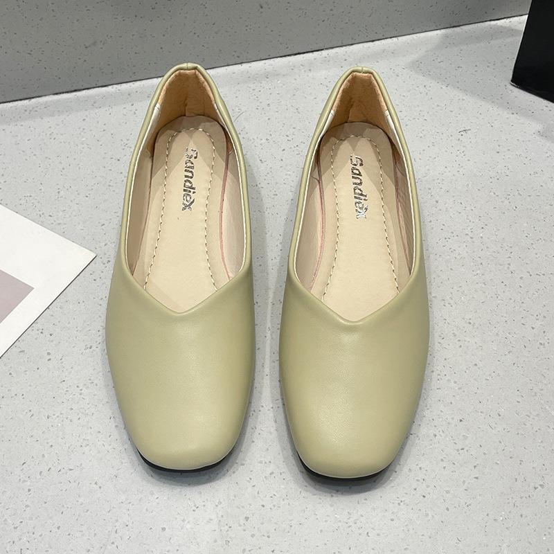 Large Size Square Toe Flat Shoes Women's Singles Shoes Women's Shallow Mouth Professional Women's Shoes Soft Soled Shoes