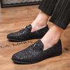 Trend New Slip On Glitter Sequin Loafers For Men's Pointed Patent Leather Casual Shoes Wedding Dress Homecoming Footwear
