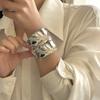 French Retro Irregular Convex Wide Edge Open Couple Bracelet Fashion Punk Delicate Bracelet Women Jewelry Accessories