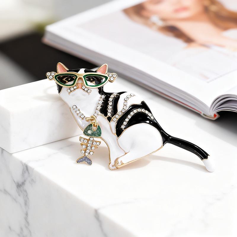 Крутые Броши в виде рыбьей кости и кошки Cool Wear, Эмалированные, Милые Броши-Булавки в виде домашних животных для Женской Одежды, Рюкзаков, Украшений, Подарков